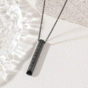 Whistle mindful meditation pendant necklace in matte black stainless steel