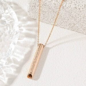 Whistle mindful meditation pendant necklace in rose gold stainless steel